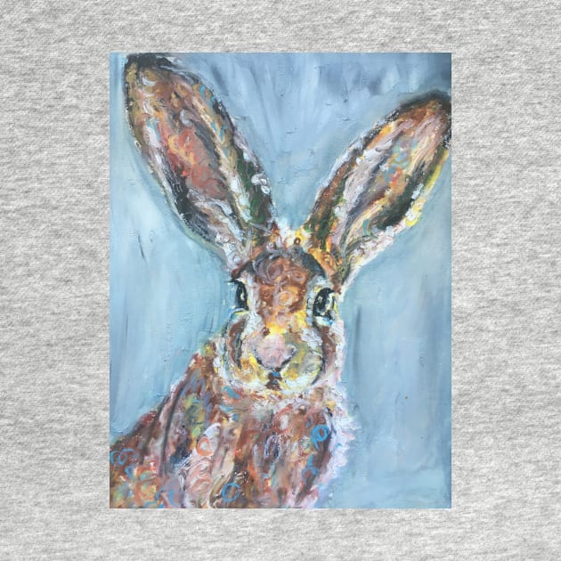 Colourful Hare ,  Blue Background by Merlinsmates